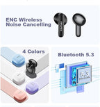 Awei T68 ENC Wireless Earphone Noise Cancelling Bluetooth 5.3 Headphone 4 Mic ENC HD Call TWS Earbuds Deep Bass Earphones (Black)