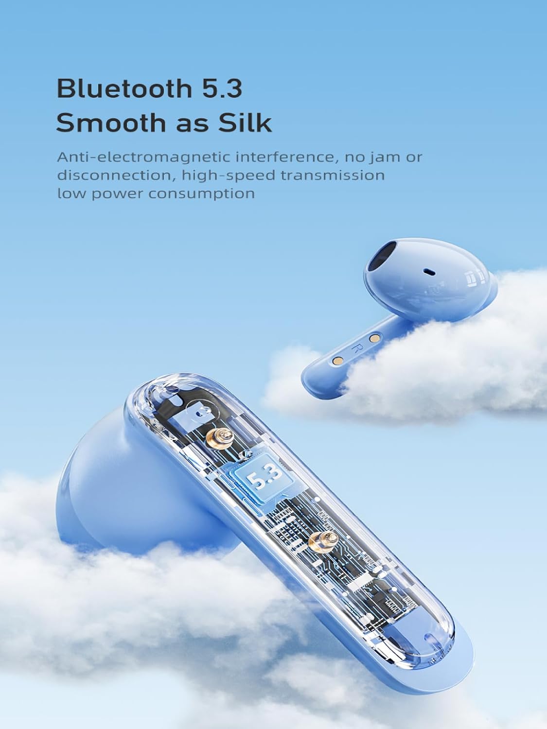 Awei T86 ENC Noise Canceling Earphones Wireless Bluetooth Earbuds HiFi Stereo Headphones with Digital Display Charging Case (Black)