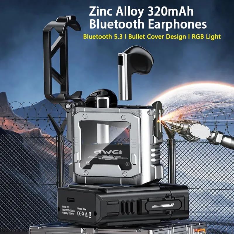 awei Original T63 Gamer Earphones | Bluetooth 5.3 Headphones | Wireless Headset Waterproof | TWS Call Dual Mode Gaming Headset With Mic | Long Battery Life (Black)