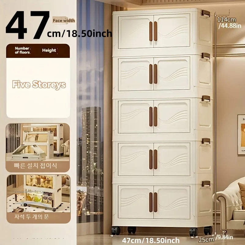 Foldable Storage Box with Clear Front Door – Large Capacity Stackable Organizer Bin for Clothes, Books & Toys – Collapsible Plastic Storage Container for Bedroom, Closet & Living Room