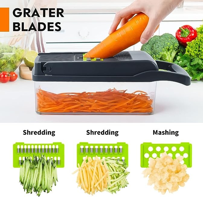 Vegetable Cutter, Chopper & Slicer – Multi-Function Kitchen Prep Tool with Interchangeable Blades